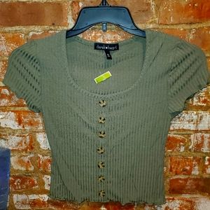 Women Junior's green crop top, size Medium